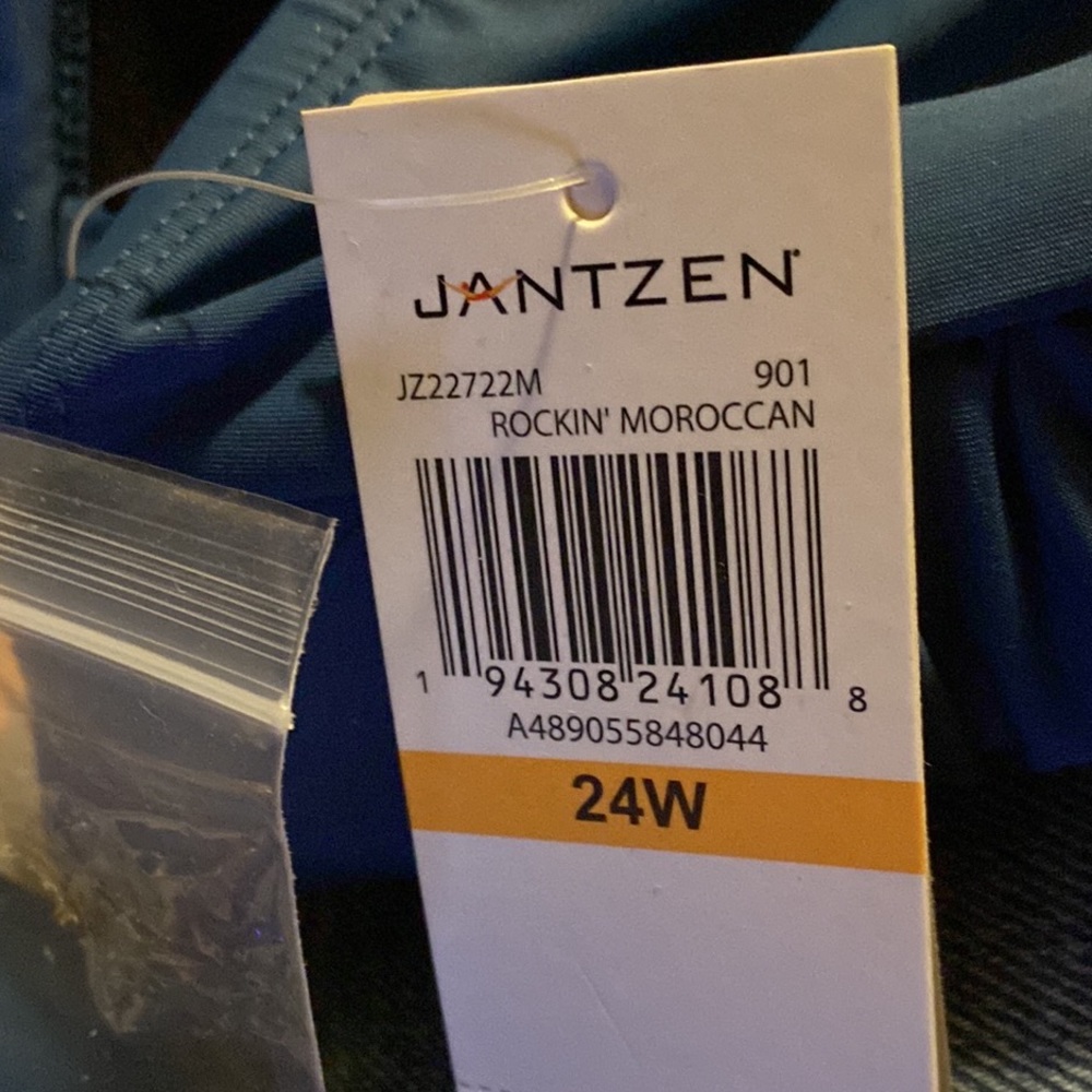 🚘NWT Jantzen one 1 pc swim suit swim dress TUMMY CONTROL padded 24W - Picture 7 of 16